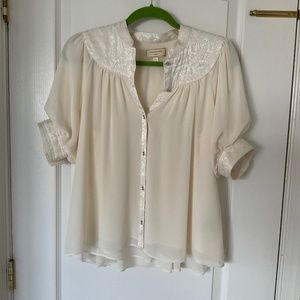 Anthropologie Moulinette Soeurs off white blouse women’s size 4